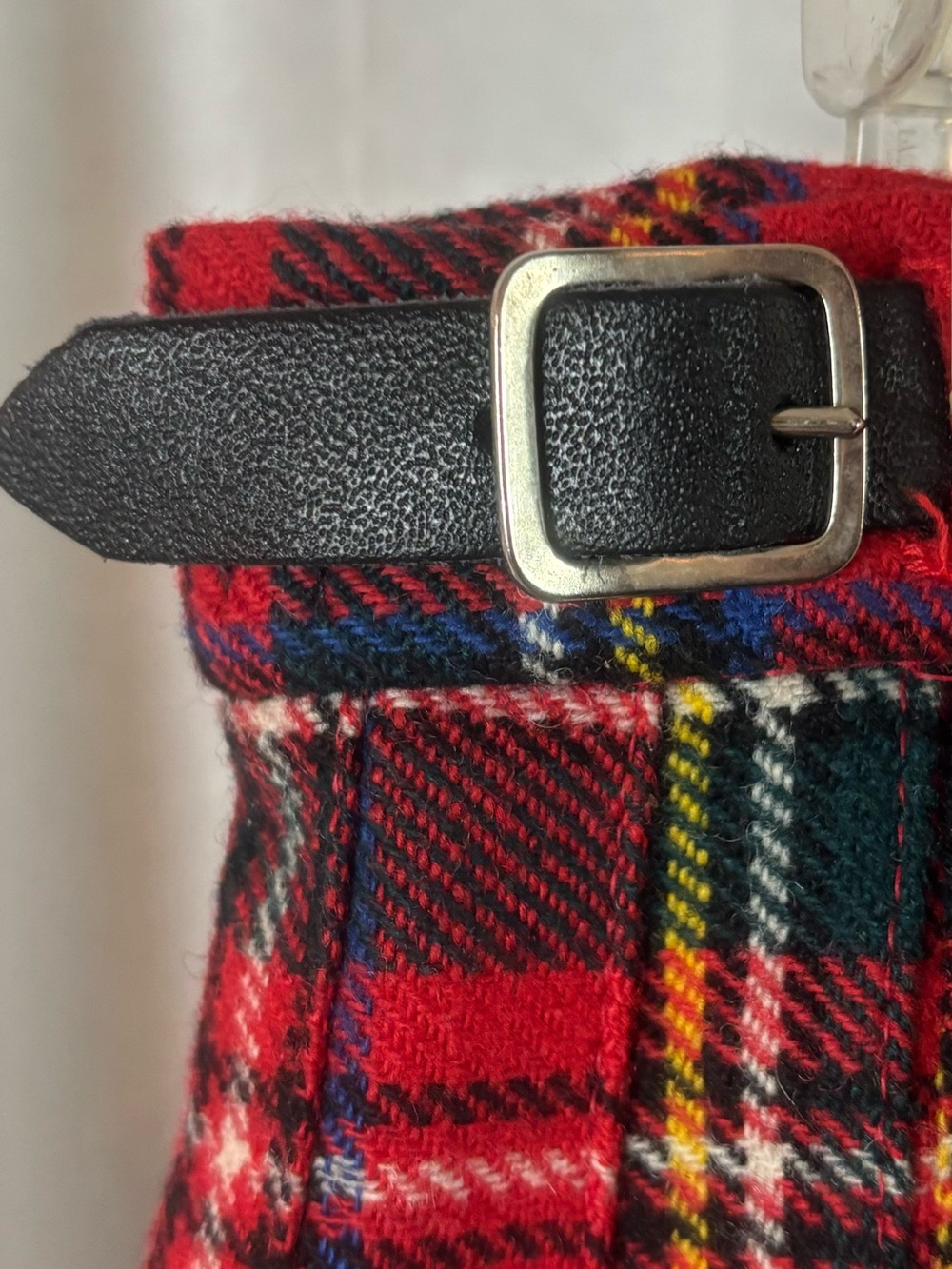 Pitlochry Scottish Kilt Red Tartan Plaid Wool Leather Straps Pin Women’s M READ - Picture 5 of 7